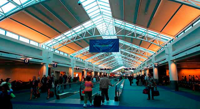 There is a single terminal in Portland Airport.